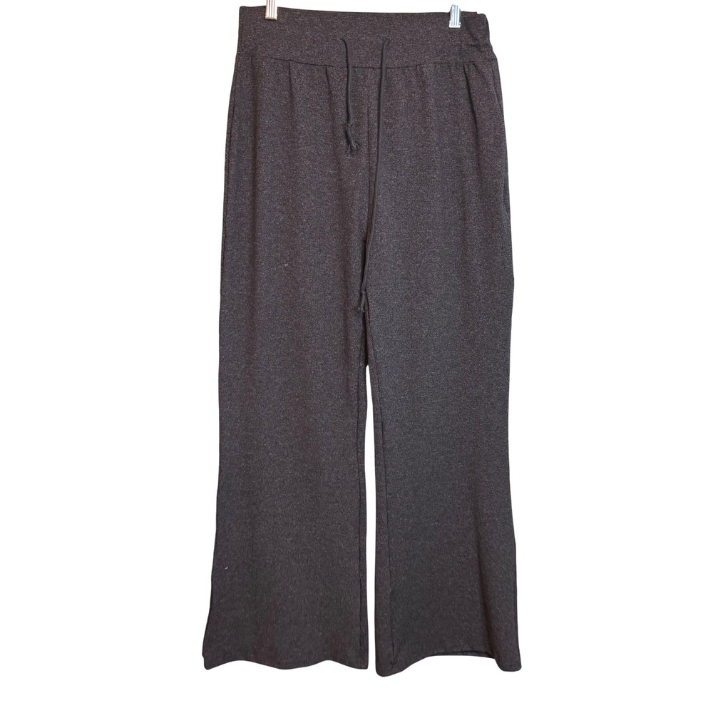 NWOT Women Heather Charcoal Gray Wide Leg Drawstring Lounge Pants Large